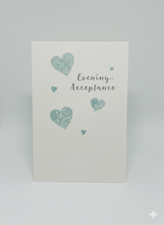 evening wedding acceptance card with heart pattern soft design celebration response card