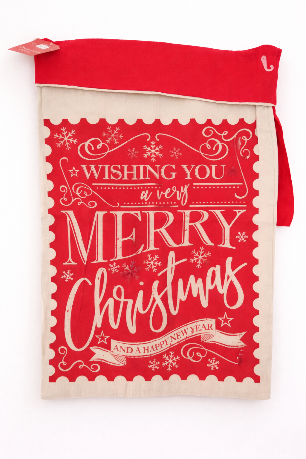 christmas santa sack with merry christmas text festive reusable gift bag for presents