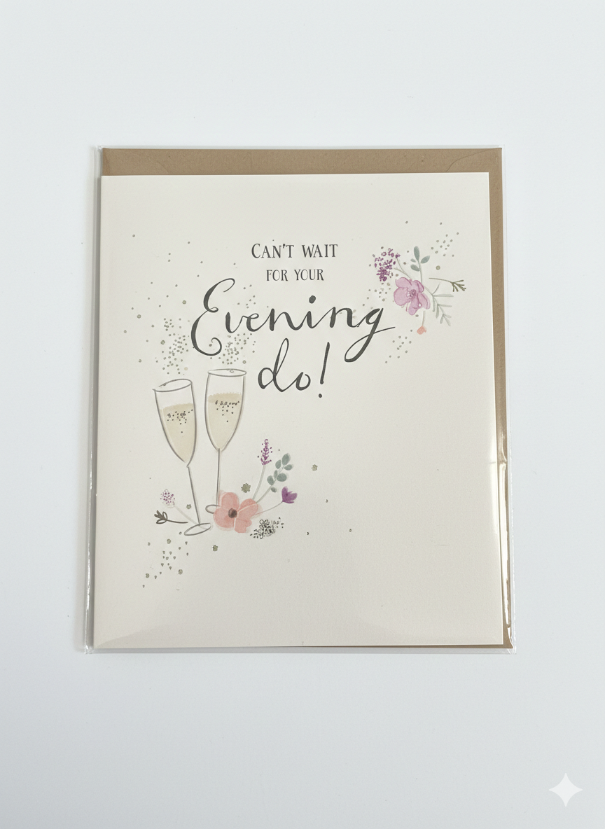 evening do acceptance card champagne glasses illustration elegant celebratory wedding response design