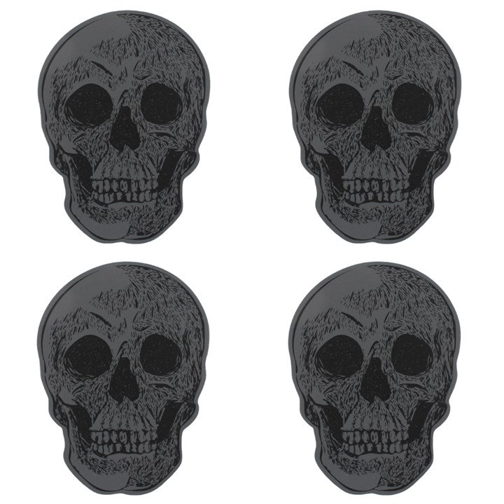 skull design coaster shown from above highlighting intricate alternative detailing
