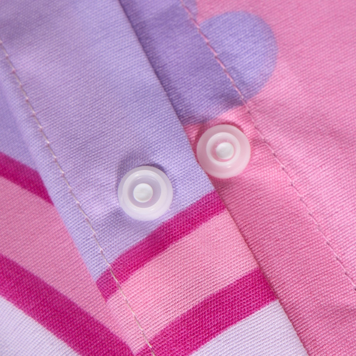 Popper fastener detail on children’s fleece single duvet cover