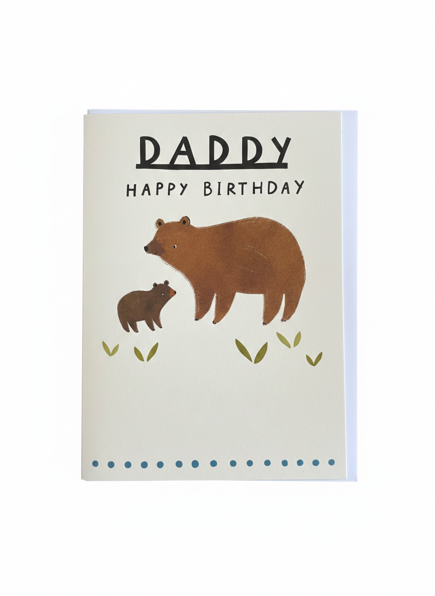 birthday card for dad with bear cub illustration sentimental design textured premium finish