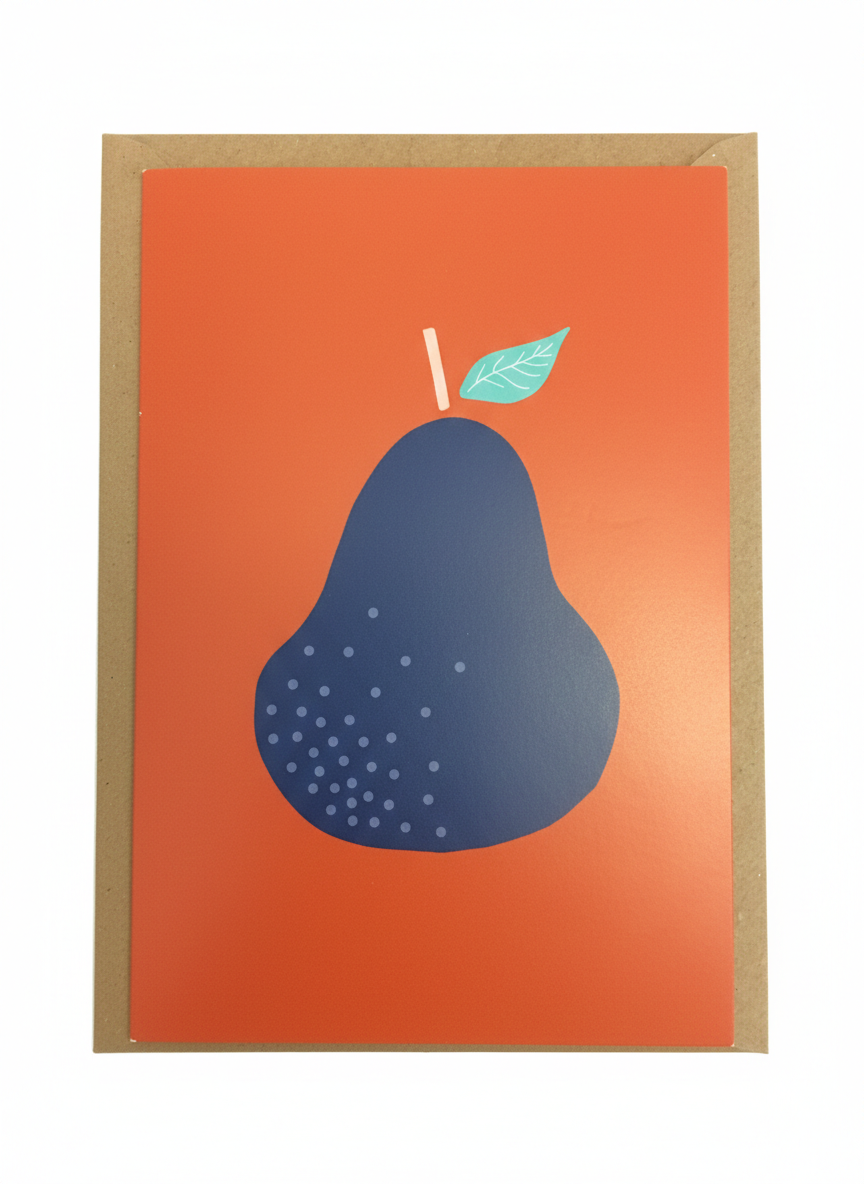 blank greeting card with pear illustration simple natural design versatile card blank inside