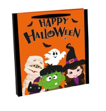 halloween woven trick or treat reusable bag with happy halloween design for sweets