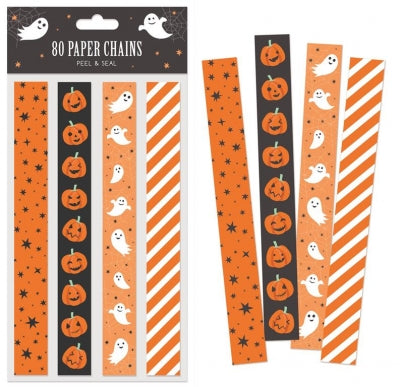 halloween paper chains diy decoration kit with peel and stick strips for seasonal decorating