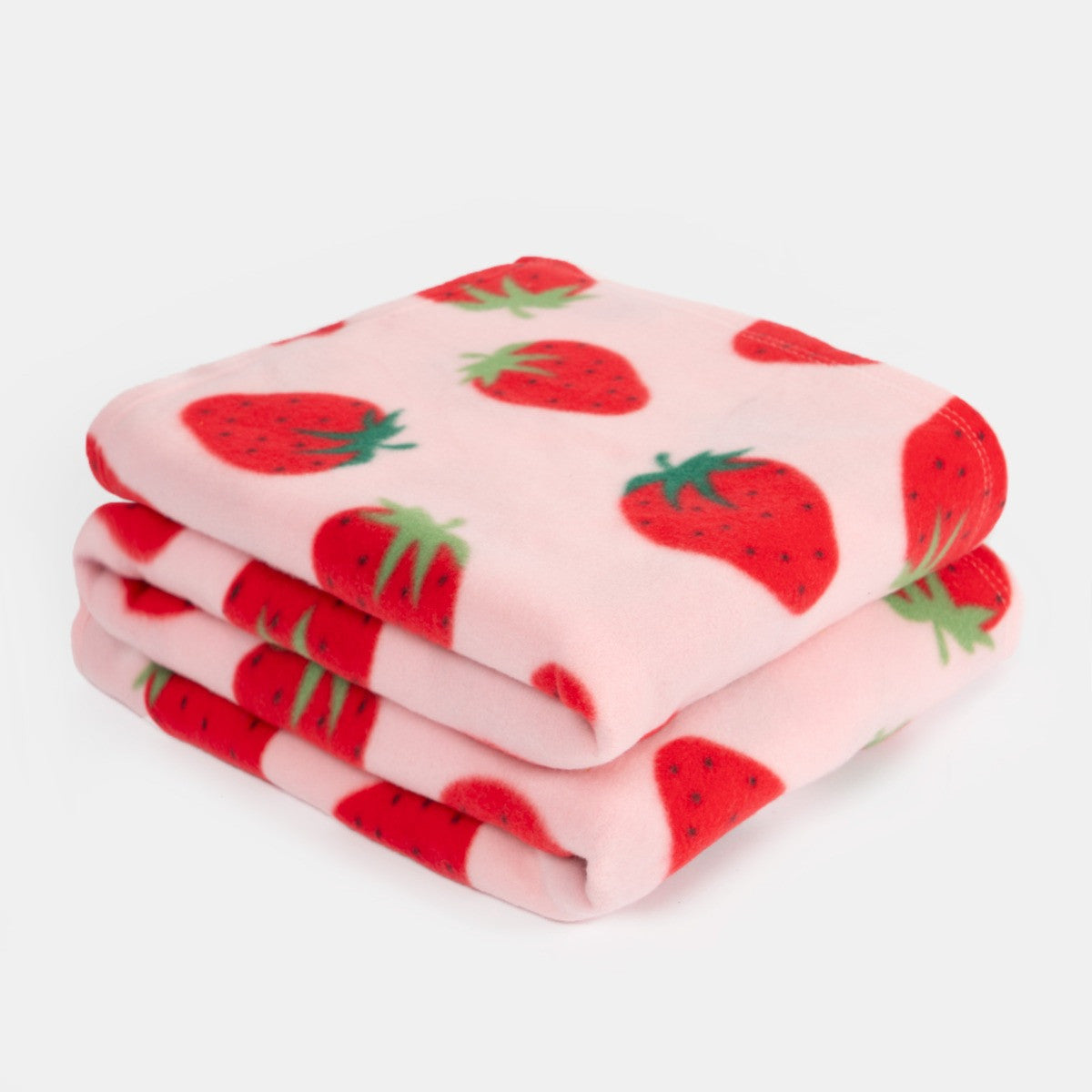 strawberry fleece throw folded display highlighting fabric weight and finish