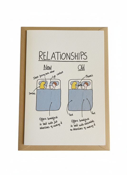 humorous relationships greeting card witty illustration design modern couple theme blank inside