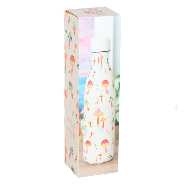 stay groovy mushroom water bottle presented boxed ready for gifting