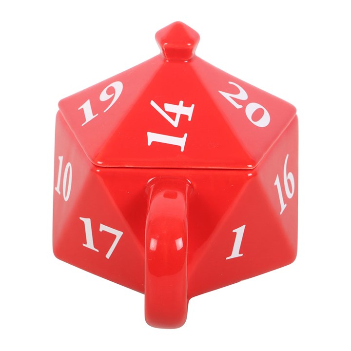 d20 dice ceramic mug handle view gaming themed novelty drinkware