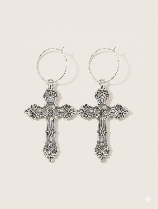 cross hoop earrings minimalist design lightweight comfortable everyday jewellery modern understated style