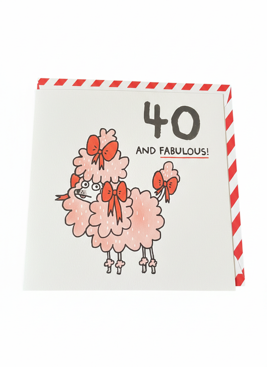 40th birthday greeting card with poodle illustration quirky humorous design by gemma correll