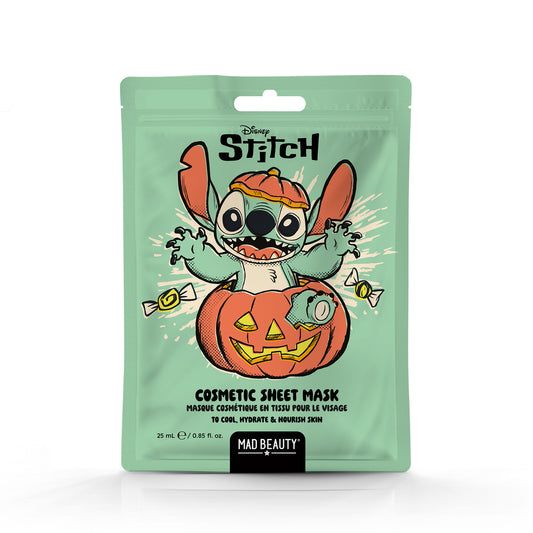 disney stitch halloween cosmetic sheet face mask with hyaluronic acid and rhubarb fragrance