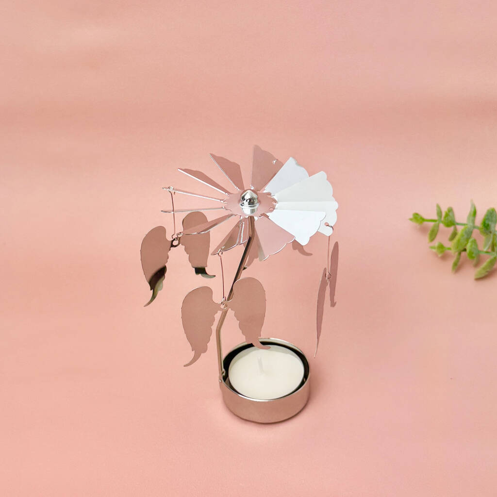 metal angel spinning tea light holder decorative gift