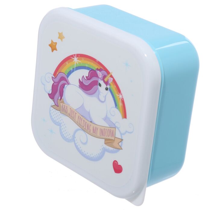individual unicorn lunch box front view from enchanted rainbows nesting lunch box set