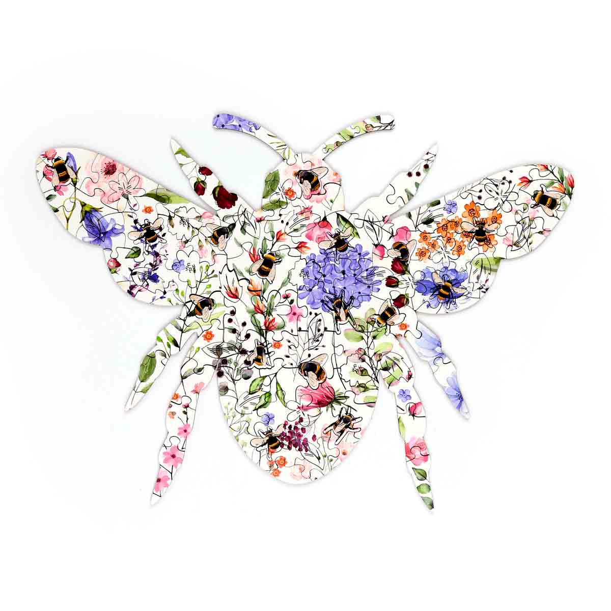 bee nectar meadows shaped wooden jigsaw puzzle bee design