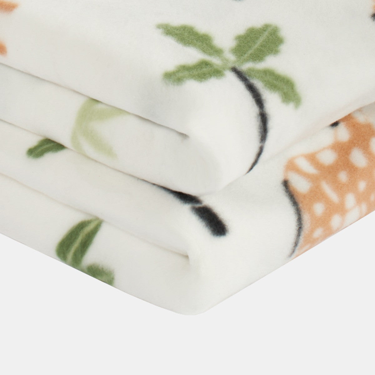 folded safari fleece throw with visible sections of the safari animal design