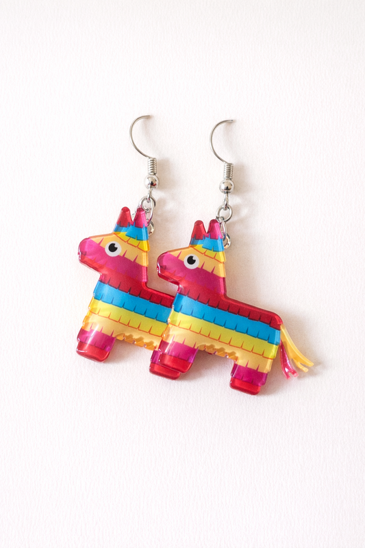 fiesta pinata drop earrings novelty design playful lightweight statement jewellery comfortable everyday wear