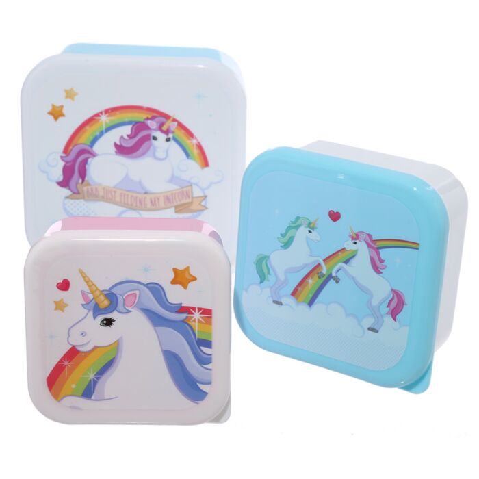 unicorn lunch boxes front view showing compact size and decorative unicorn design