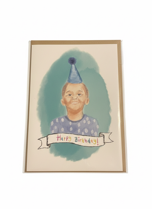 birthday greeting card for boy simple clean design versatile style blank inside uk made