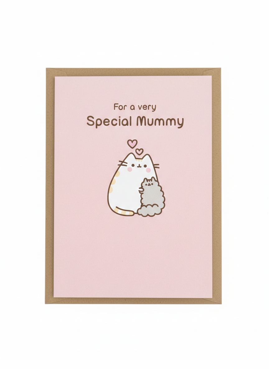 pusheen mummy greeting card cute character design mothers day card blank inside uk made