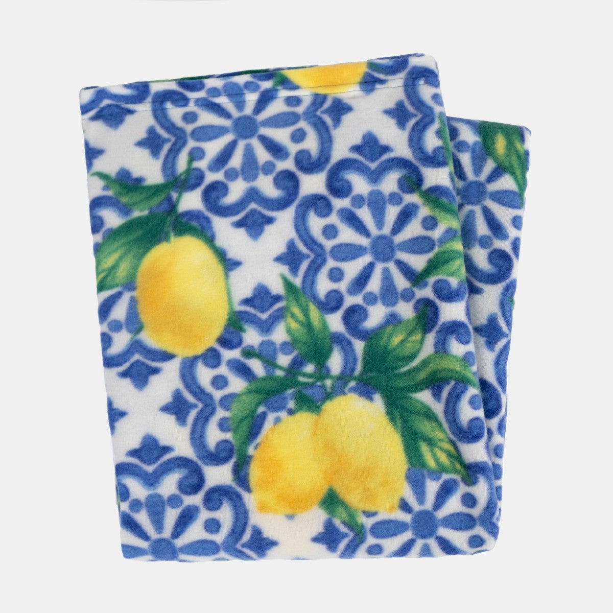 detailed view of fleece texture highlighting printed pattern and material quality