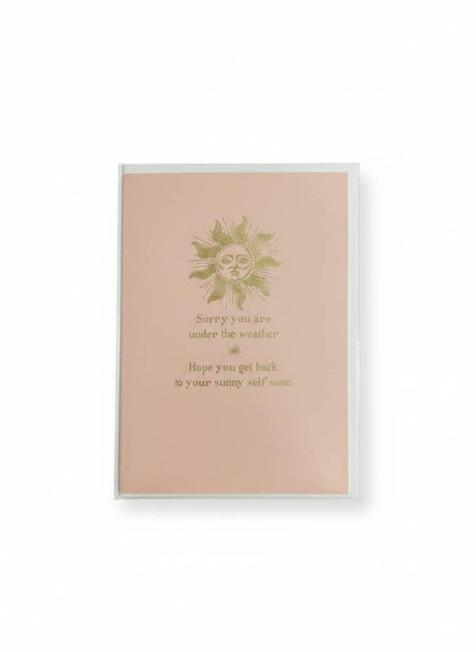 get well soon greeting card sun design elegant calming style thoughtful recovery message card