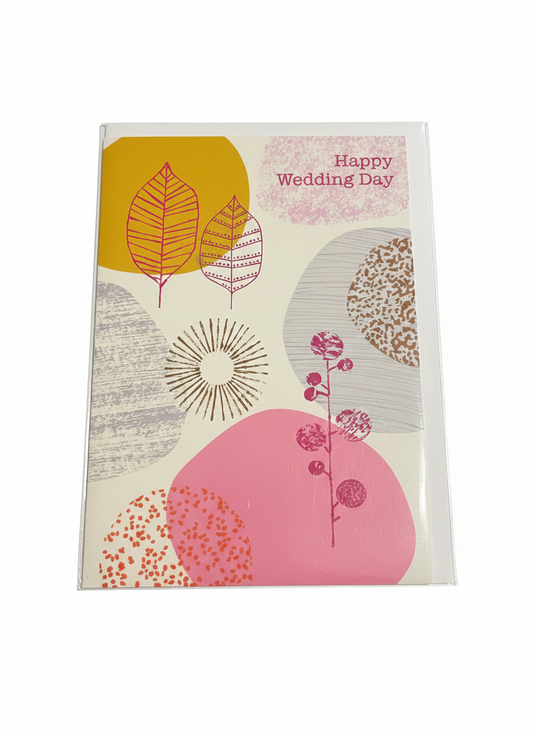wedding greeting card contemporary floral leaf design elegant modern style blank inside
