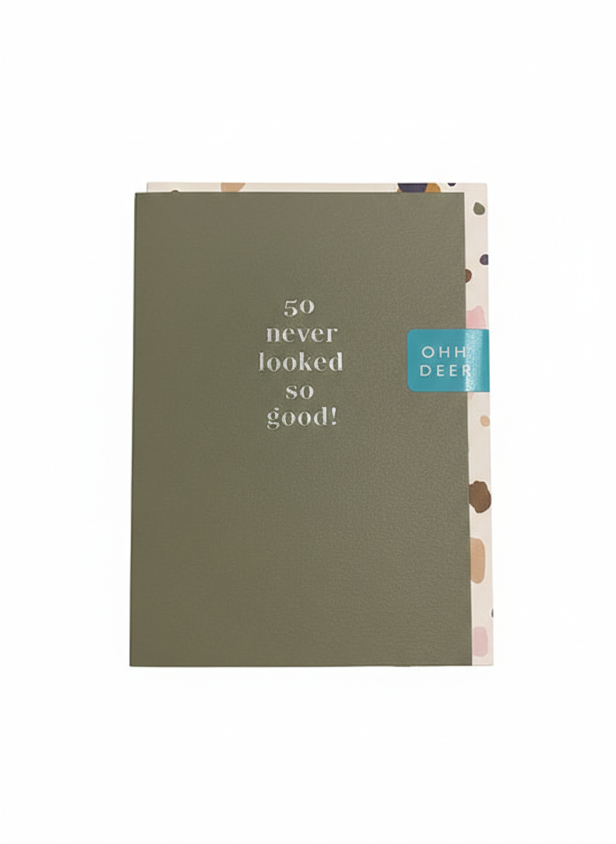 50th birthday greeting card with classic gold design elegant timeless style uk made