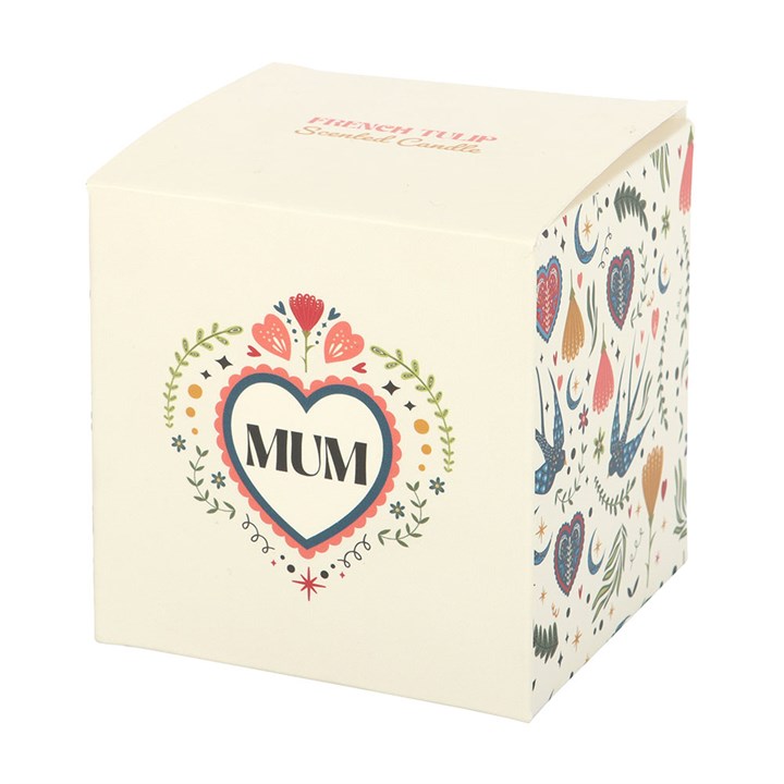 boxed french tulip scented candle for mum presented ready for gifting
