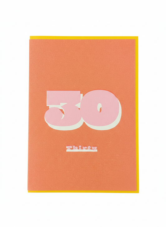 30th birthday greeting card with bold number design clean modern style uk made