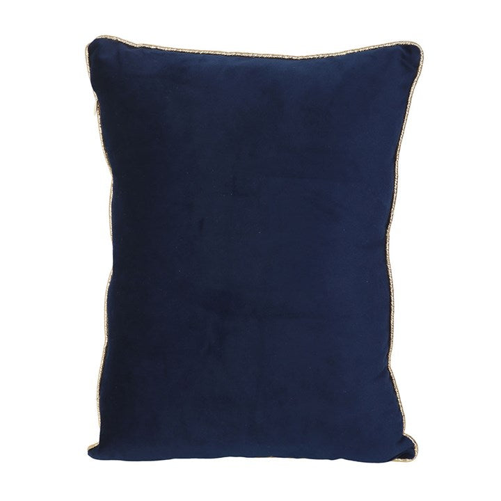 rear view of king of the sofa cushion showing plain backing fabric