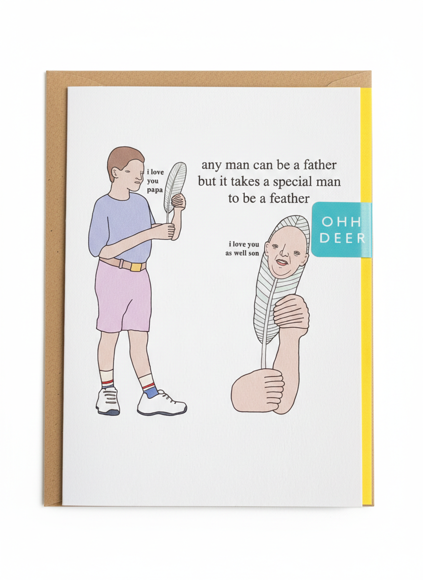 fathers day greeting card feather message sentimental design for dad thoughtful keepsake card