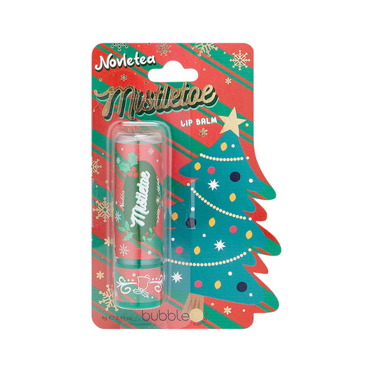 bubble t mistletoe noveltea lip balm in festive packaging with gingerbread aroma