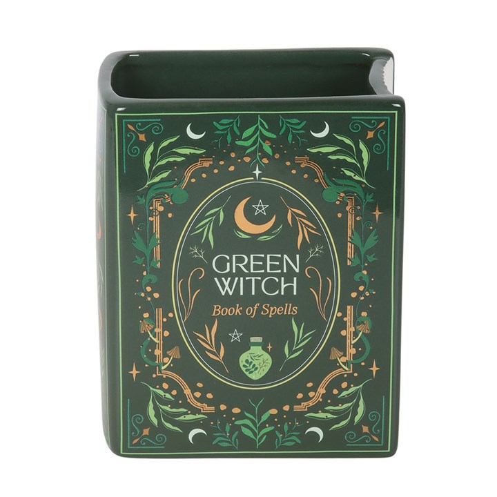 botanical witch themed grimoire vase featuring detailed mystical artwork