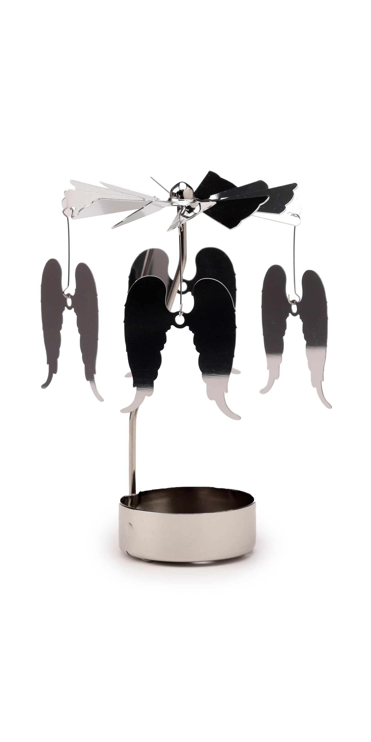 rotating angel wings spinning tea light candle holder metal