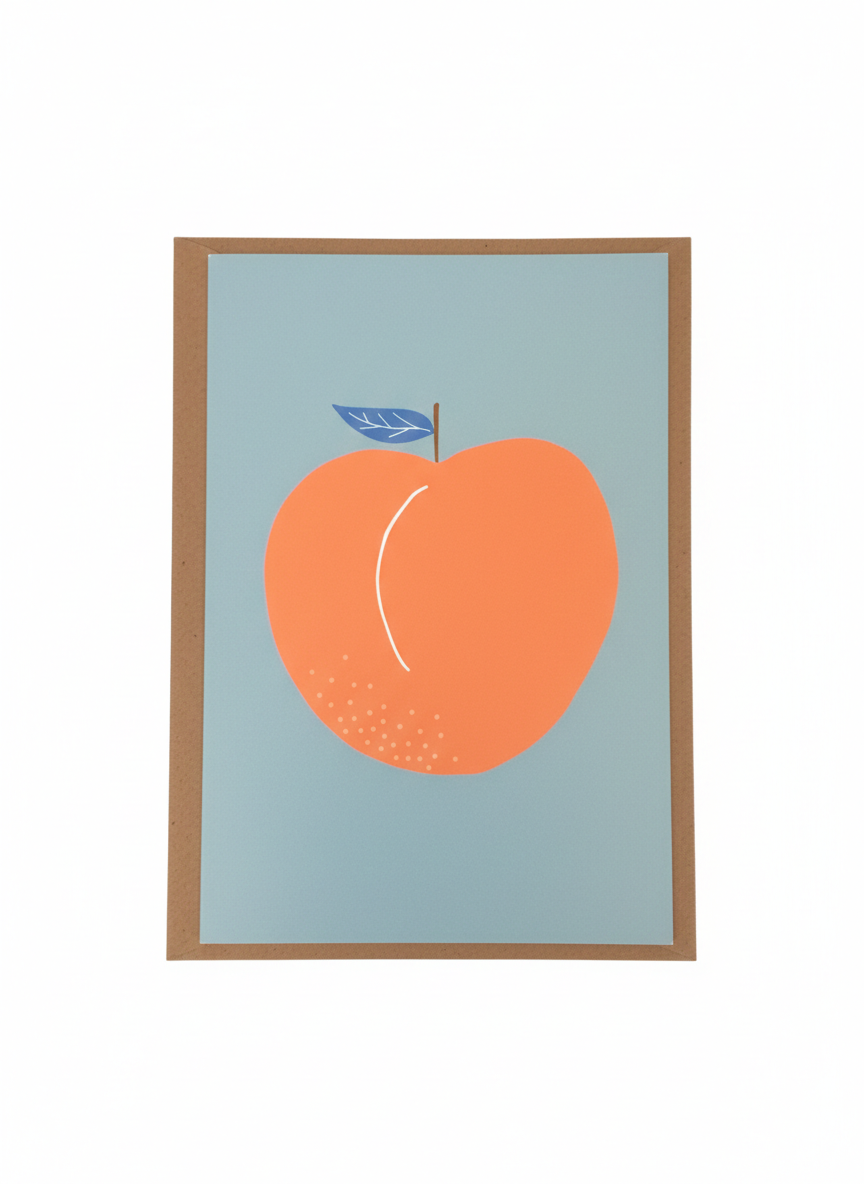 blank greeting card with peach illustration simple natural design versatile card blank inside
