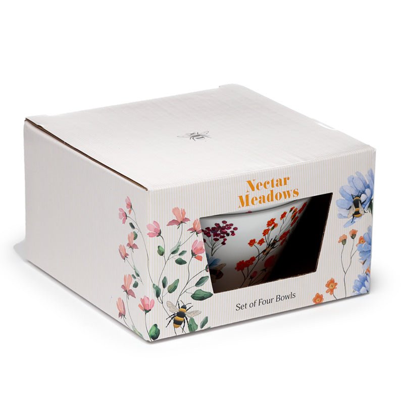 boxed set of 4 nectar meadows picnic bowls, food-safe and BPA-free for eco-friendly dining