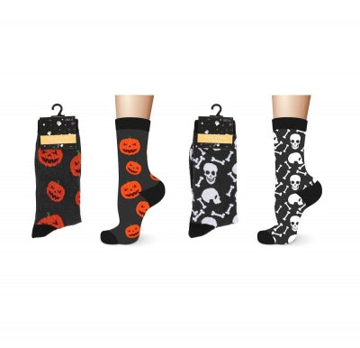 mens halloween socks with pumpkin or skull design cotton rich novelty footwear