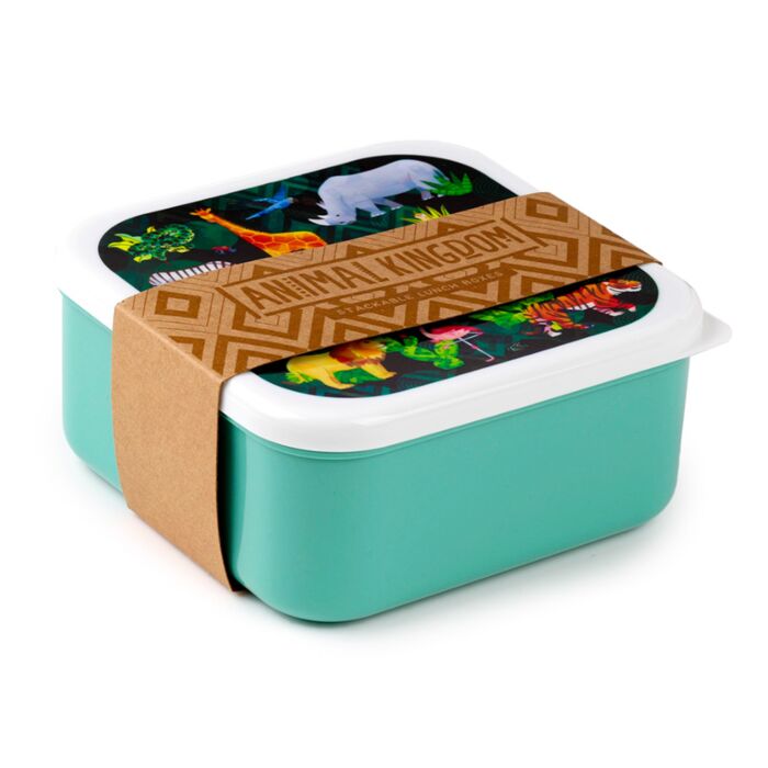 animal kingdom medium lunch box with animal print reusable bpa free container