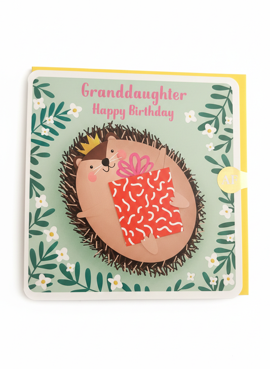granddaughter birthday greeting card hedgehog illustration cute sentimental design blank inside