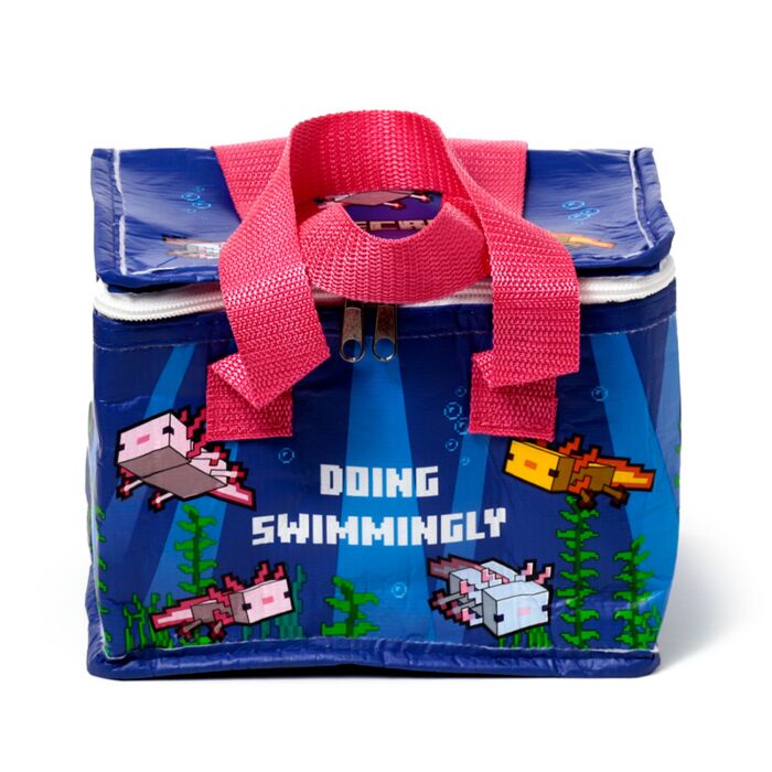 Minecraft Axolotl Insulated Cool Bag Lunch Bag front view showcasing vibrant design