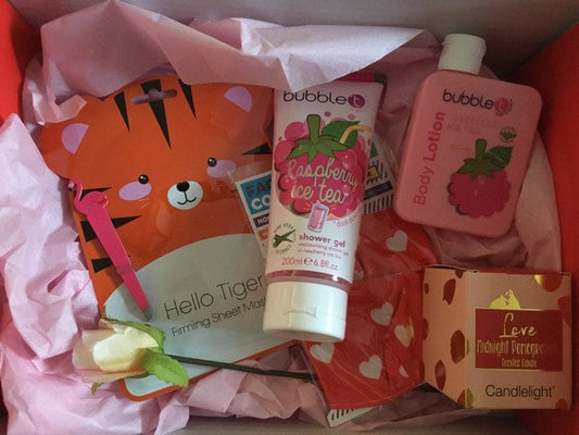 pamper mystery box relaxing self care gift selection example contents for wellbeing relaxation