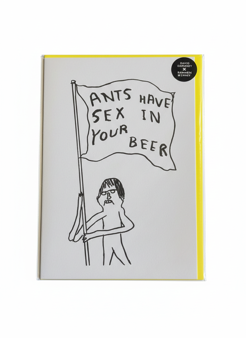 david shrigley greeting card surreal humorous illustration bold text contemporary design blank inside