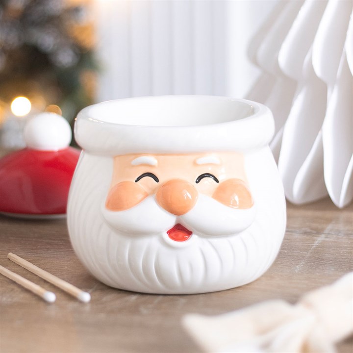 ceramic Christmas Santa oil burner and wax warmer with lid off