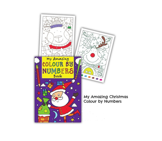 christmas santa colour by numbers book with festive illustrations for children and adults