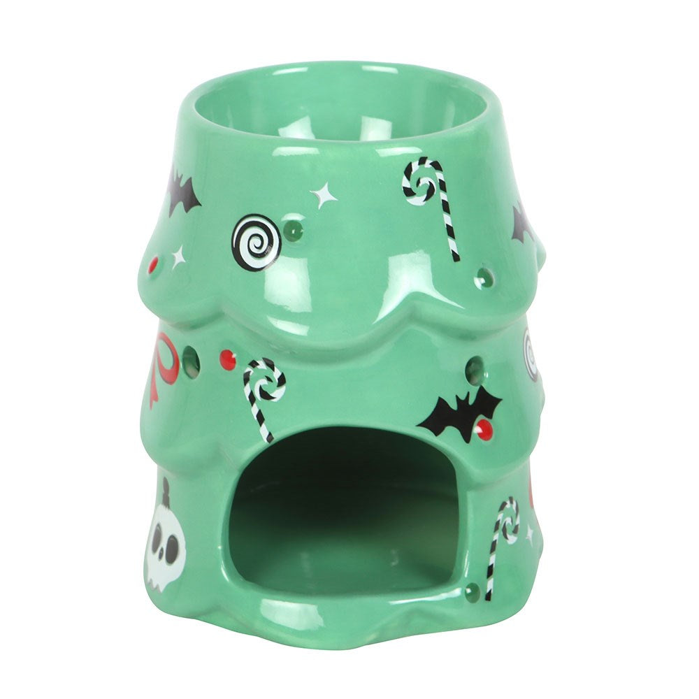 back of creepy christmas tree oil burner showing tealight opening