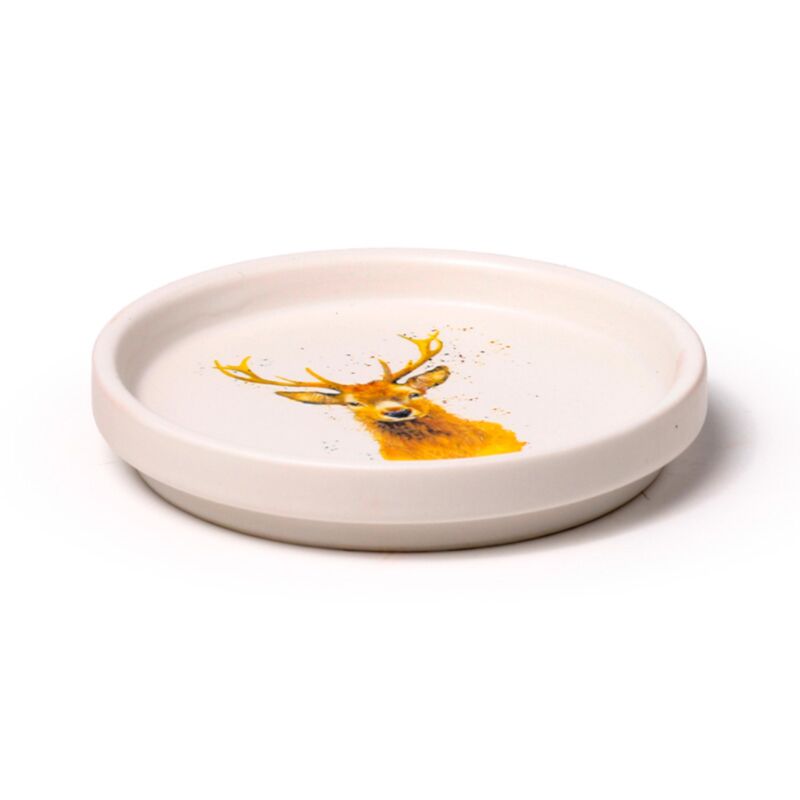 jan pashley stag porcelain coaster showing detailed wildlife inspired design