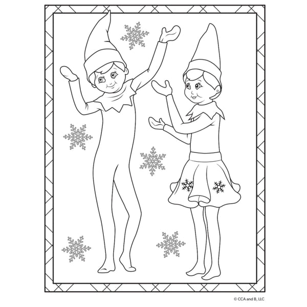 child colouring in christmas elf on the shelf colouring book, engaging with festive illustrations