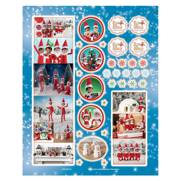 pages from christmas elf on the shelf colouring book, holiday illustrations ready to be coloured