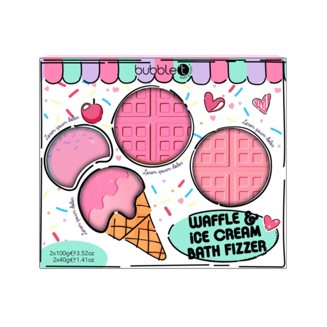 bubble t waffle & ice cream bath bomb gift set, cheerful bath fizzers with delightful fragrances, ideal for self-care or as a thoughtful gift